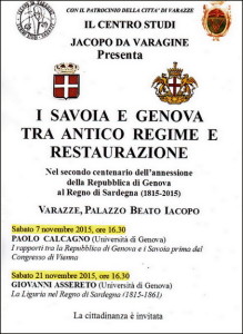Varazze.7-21.10.2015.conferenze-sui-I-Savoia-e-Genova-tra-antico-regime-e-restaurazione-locandina