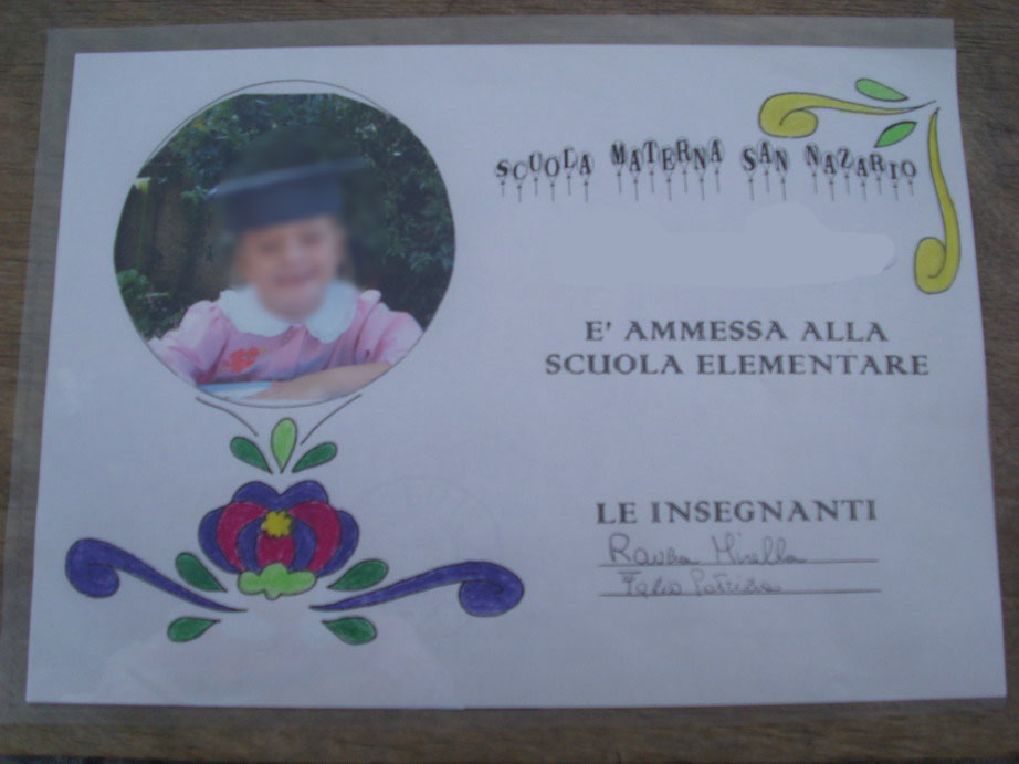 Diploma di ammissione alla scuola elementare